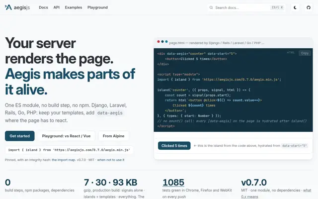 aegisjs.com screenshot